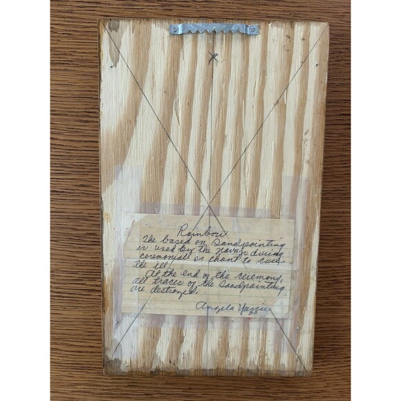 VTG Navajo Sand Art Painting Rainbow Ceremony 6.5”x10.5” Framed Signed Yazzie - Picture 4 of 9